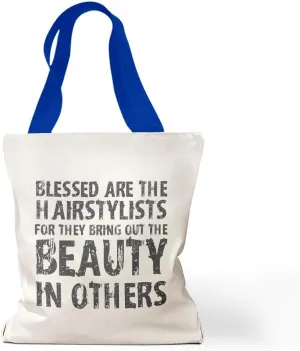 Custom Canvas Tote Shopping Bag Blessed Are The Hairstylists Inspiration & Motivation Hairstylists