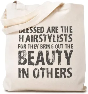 Custom Canvas Tote Shopping Bag Blessed Are The Hairstylists Inspiration & Motivation Hairstylists