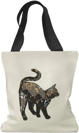 Custom Canvas Tote Shopping Bag Tortoiseshell Cat B Tortoiseshell Reusable Beach Bags for Women Black Design Only