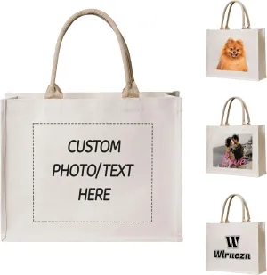 Custom Grocery bag with Photo/Logo/Text,Personalized Canvas bags,Customized canvas grocery Bag for women shopping