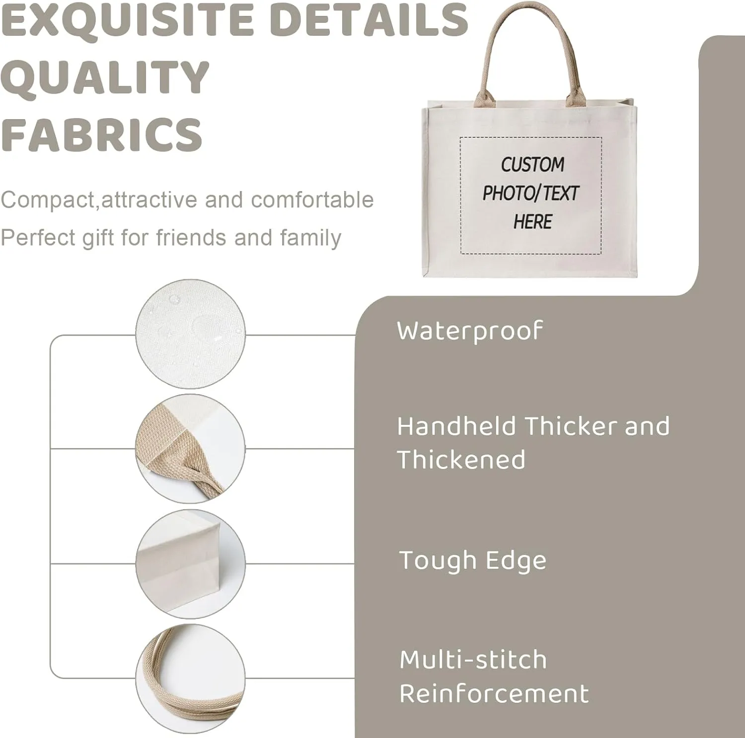 Custom Grocery bag with Photo/Logo/Text,Personalized Canvas bags,Customized canvas grocery Bag for women shopping