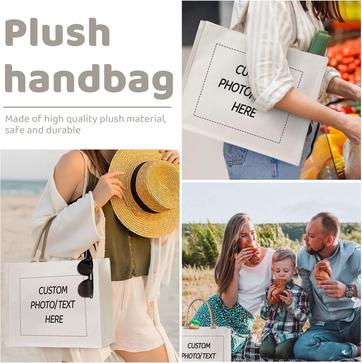 Custom Grocery bag with Photo/Logo/Text,Personalized Canvas bags,Customized canvas grocery Bag for women shopping