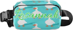 Custom White Goose Pattern Belt Bag for Women Men Fanny Pack Small Waist Pouch Crossbody Bags for Outdoor Hiking Running Travel