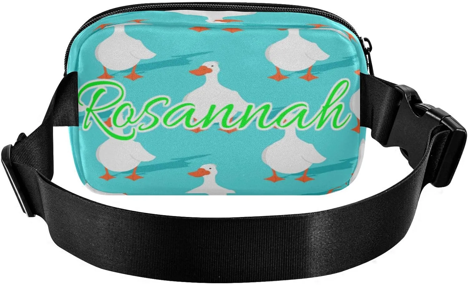 Custom White Goose Pattern Belt Bag for Women Men Fanny Pack Small Waist Pouch Crossbody Bags for Outdoor Hiking Running Travel