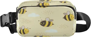 Cute Bee Cloud Dot Yellow Belt Bag for Women Men Fanny Pack Small Waist Pouch Crossbody Bags for Outdoor Hiking Running Travel