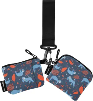 Cute Blue Sloth Wristlet Wallet for Women, Detachable Dual Pouch Wristlet, Mini Zip Around Wallet Portable Coin Purses