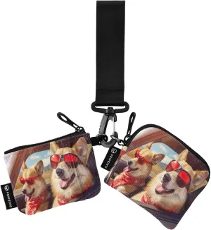 Cute Dog Zip Around Wristlet Wallet for Women Portable Detachable Dual Pocket Keychain Wallet Wrist Wallet