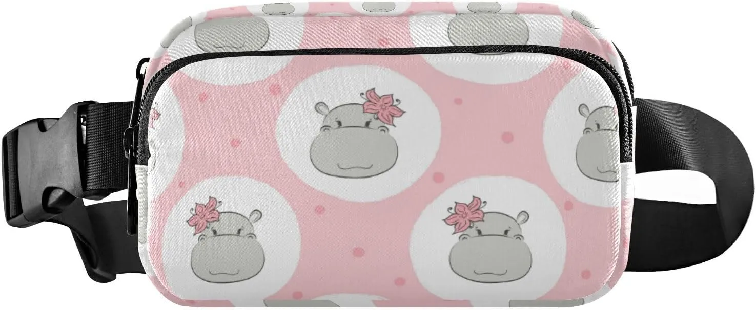 Cute Hippo Fanny Pack for Women Men Crossbody Belt Bag Fashion Waist Packs Purse with Adjustable Strap Waist Pouch for Outdoors Workout Travel