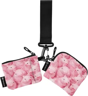 Cute Pig Zip Around Wristlet Wallet for Women Portable Detachable Dual Pocket Keychain Wallet Wrist Wallet