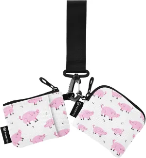 Cute Pigs Animals Small Wallet for Women Portable Wristlet Keychain Coin Purse with 2 Zipper Pouches