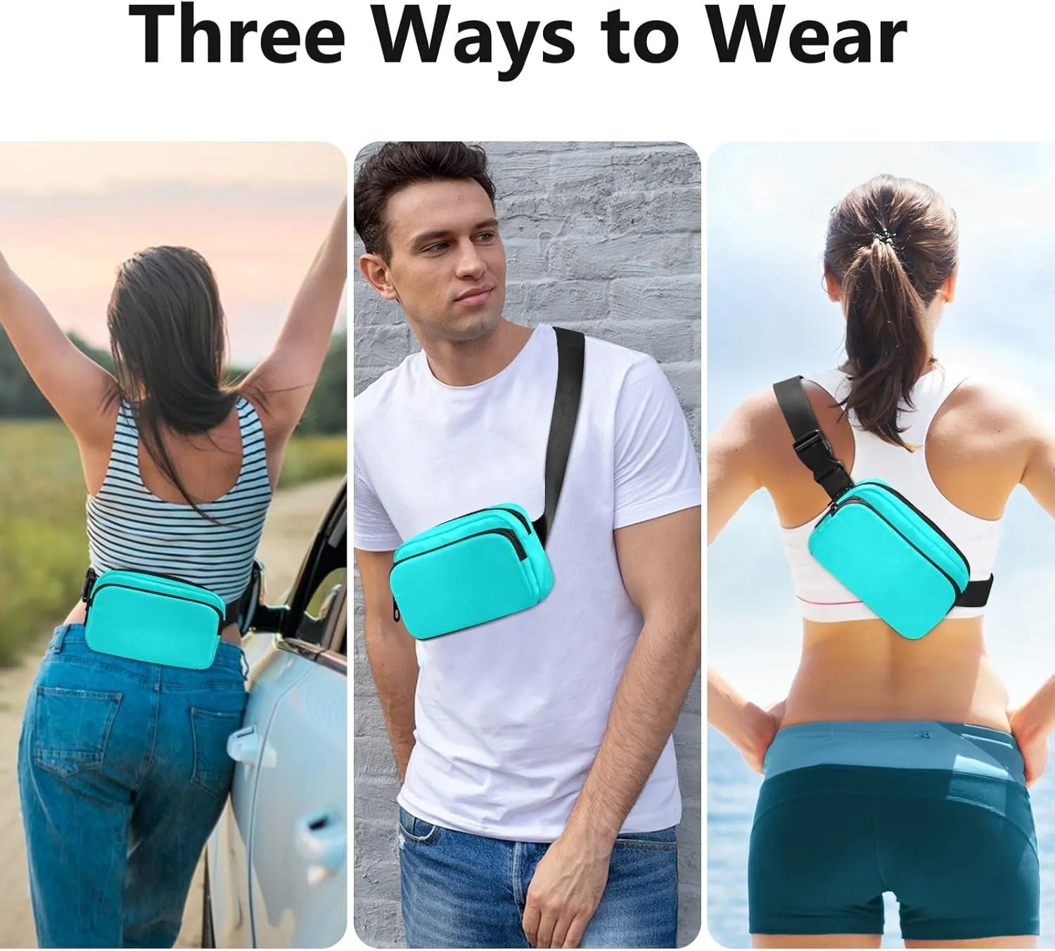 Cyan Waist Packs for Women Men Belt Bag Fanny Pack Small Waist Pouch Pouch Runing Belt for Outdoor Running Hiking Cycling