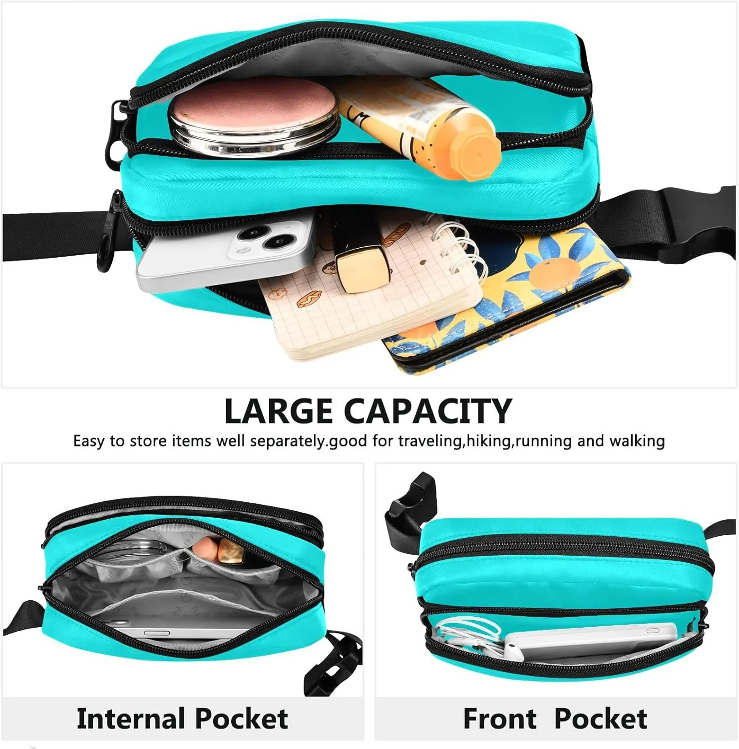 Cyan Waist Packs for Women Men Belt Bag Fanny Pack Small Waist Pouch Pouch Runing Belt for Outdoor Running Hiking Cycling