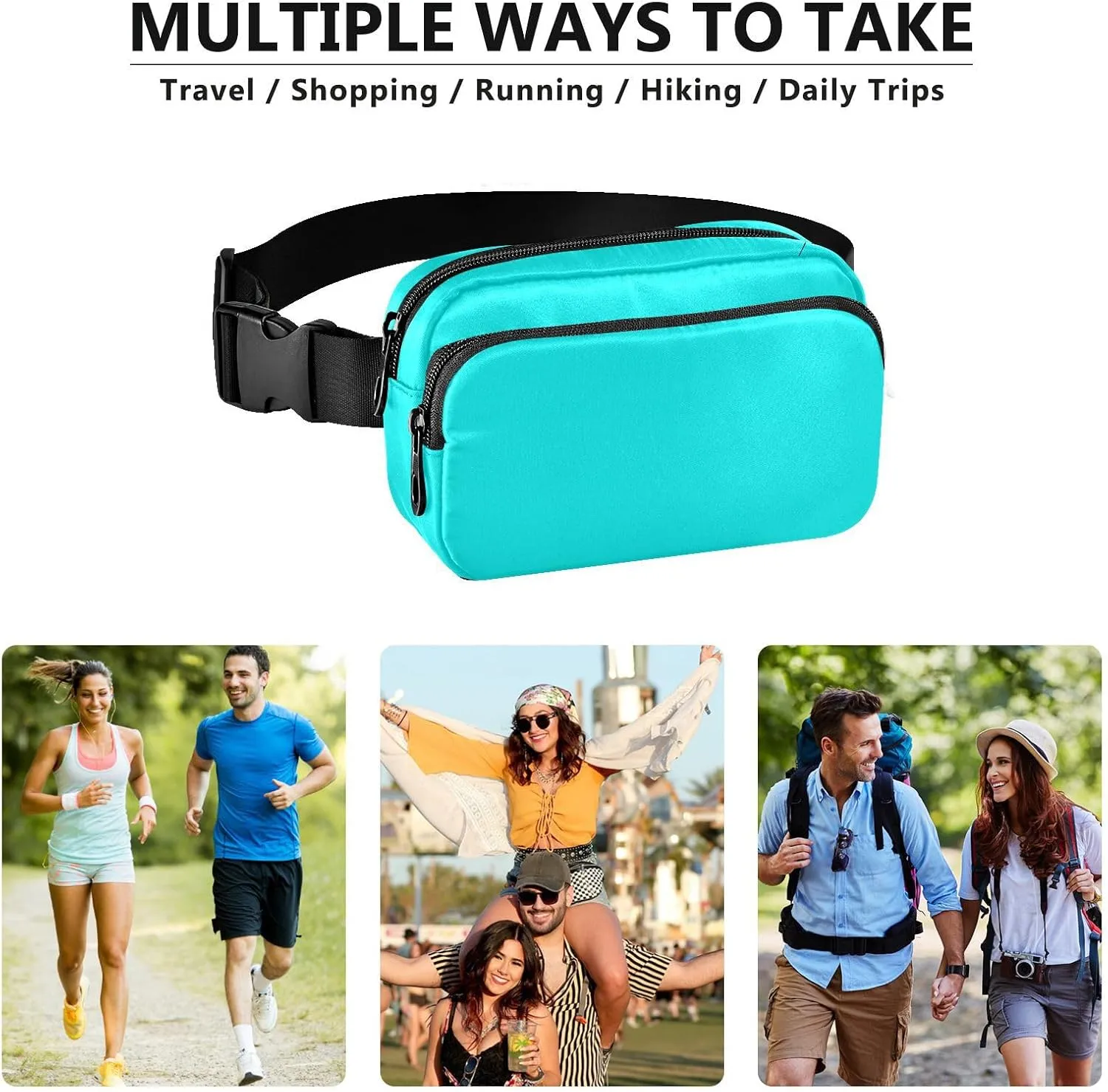 Cyan Waist Packs for Women Men Belt Bag Fanny Pack Small Waist Pouch Pouch Runing Belt for Outdoor Running Hiking Cycling