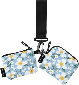 Daisy Pattern Zip Around Wristlet Wallet for Women Portable Detachable Dual Pocket Keychain Wallet Wrist Wallet