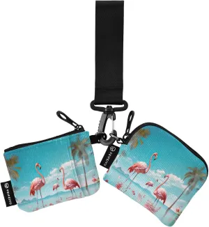 Daisy Zip Around Wristlet Wallet for Women Portable Detachable Dual Pocket Keychain Wallet Wrist Wallet