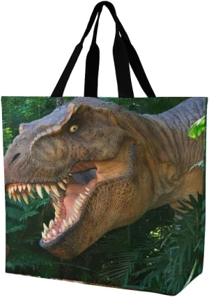 Dinosaur Women's Shoulder Shopping Bags Foldable Tote Bag Large Capacity Handbag for Work Travel