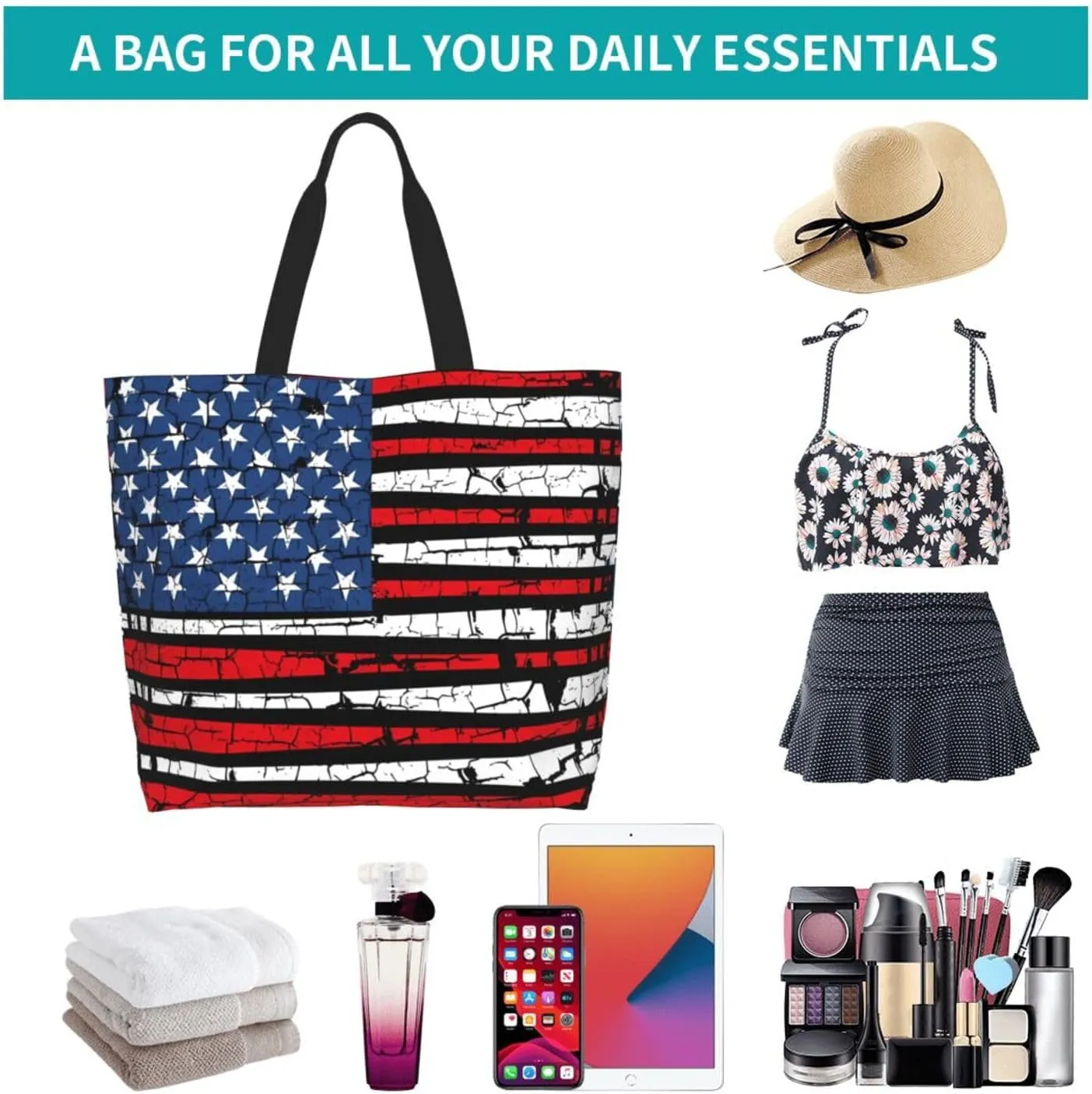 Dirt Track Lights Flag Motocross Women's Tote Bag Large Capacity Single Shoulder Bags Handbag for Shopping Work