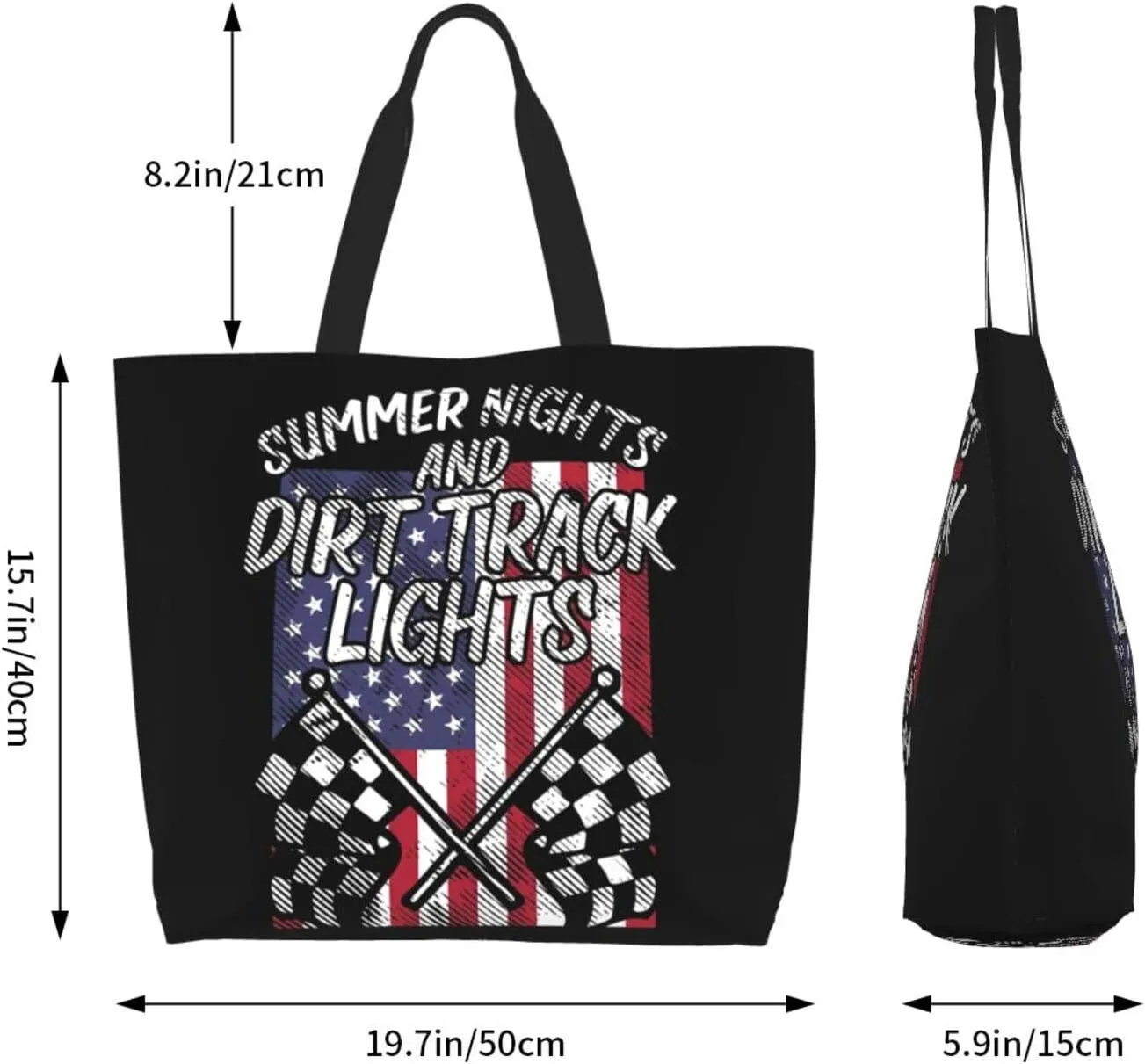 Dirt Track Lights Flag Motocross Women's Tote Bag Large Capacity Single Shoulder Bags Handbag for Shopping Work