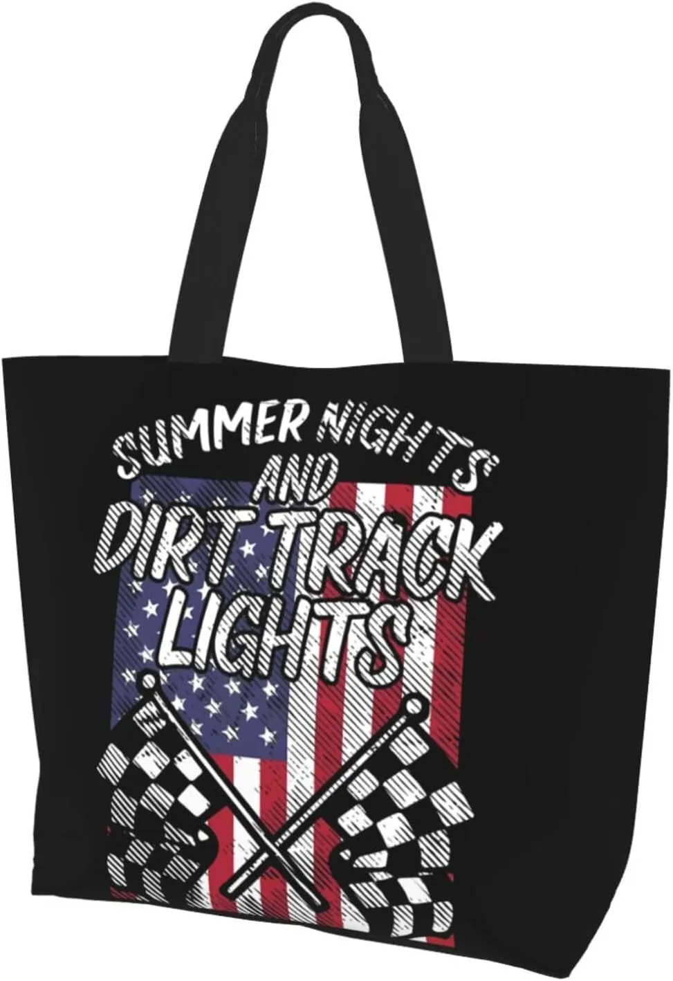 Dirt Track Lights Flag Motocross Women's Tote Bag Large Capacity Single Shoulder Bags Handbag for Shopping Work