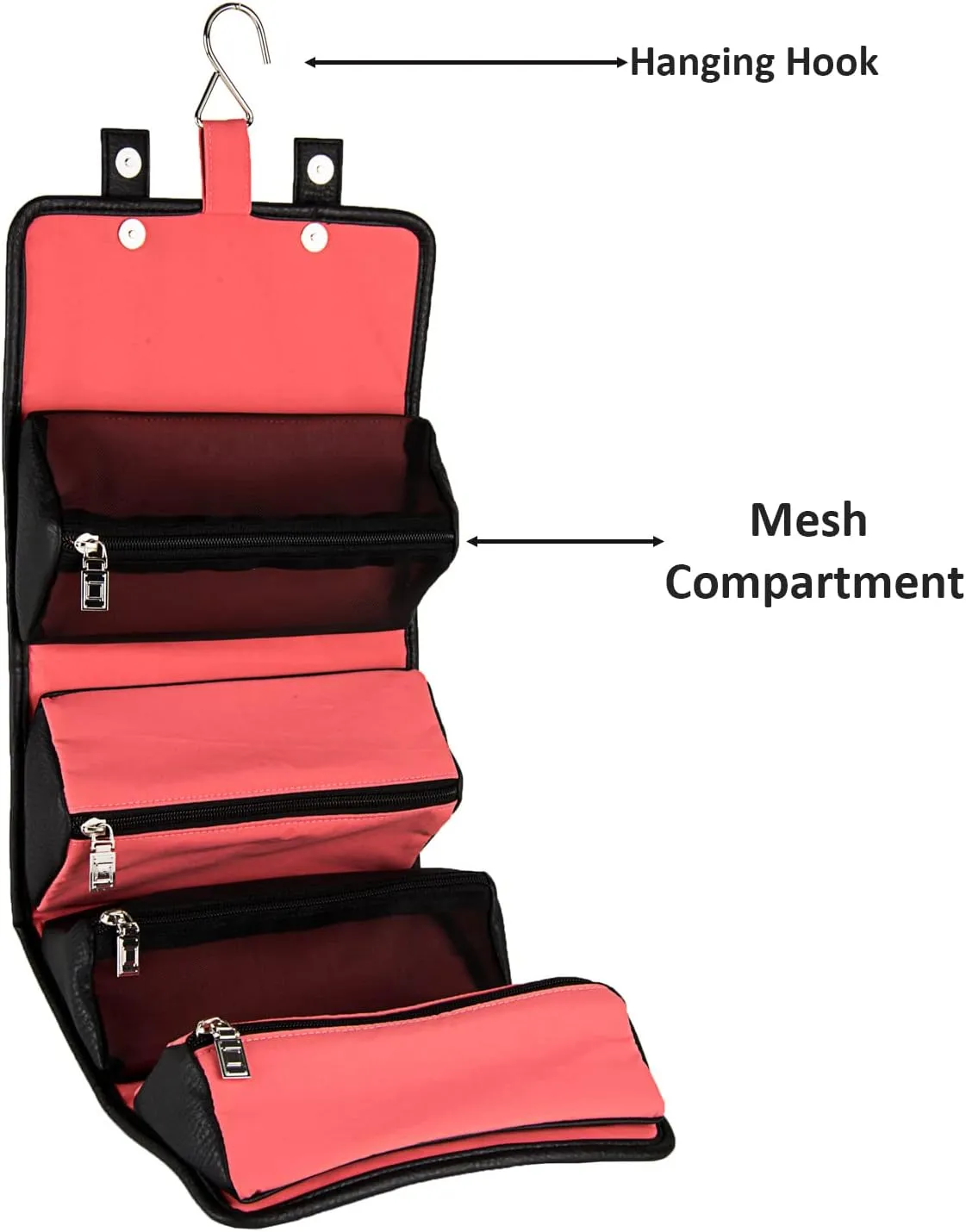 eBigValue ravel Hanging Toiletry Bag for Men Women Travel Kit Shaving Bag Waterproof Large Makeup Bag Wash Bag Makeup Organizer Cosmetic Case for Bathroom Shower, Medium, Red/Magenta