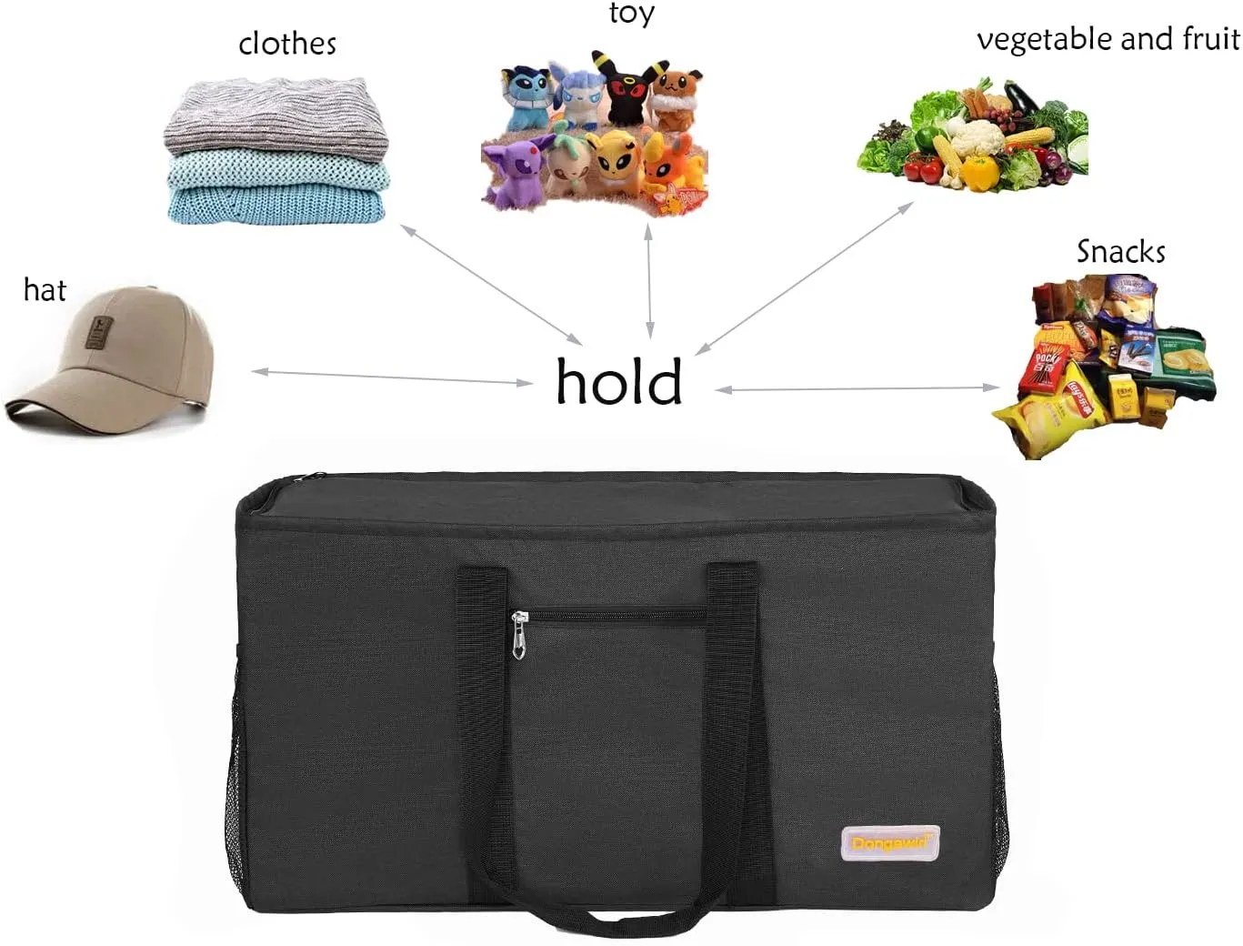 Extra Large Utility Tote - Reusable Shopping Bags, Waterproof Beach Bag, Foldable Storage