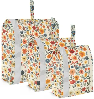 Fall Flowers Zinnia White 3 Piecing Packing Travel Bag Reusable Folding Closet Organizer Pack Travel Bags Office Storage