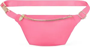 Fanny Pack Bag Adjustable Fashion Bubble Gum Waist Pack Bag Water Resistant,Smooth zipper, Nylon Crossbody Bags for Womens (Rose Pink)