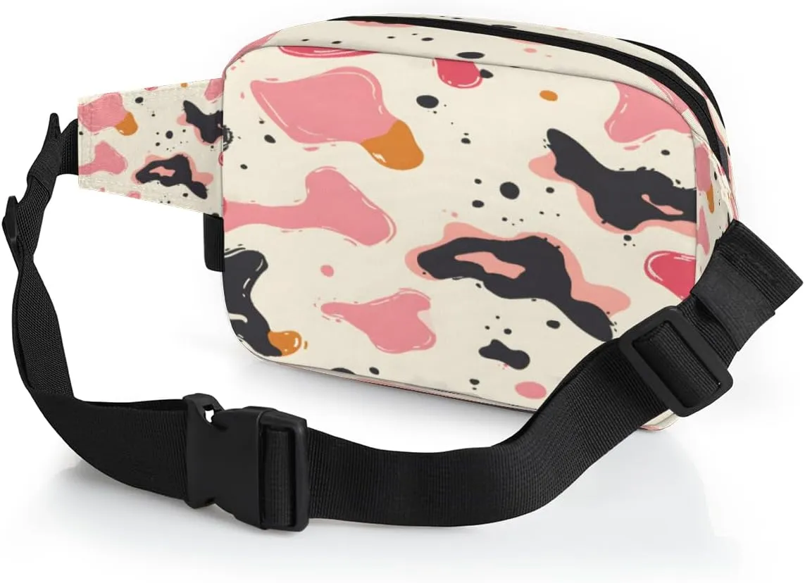 Fanny Pack for Men Women, Waterproof Sports Waist Bag Pack, Cowhide Milk Cow Print Belt Bag for Travel Hiking Running, Travel Chest Bag with Adjustable Strap, Farm Animal