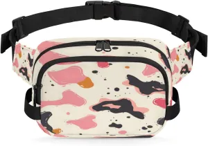 Fanny Pack for Men Women, Waterproof Sports Waist Bag Pack, Cowhide Milk Cow Print Belt Bag for Travel Hiking Running, Travel Chest Bag with Adjustable Strap, Farm Animal