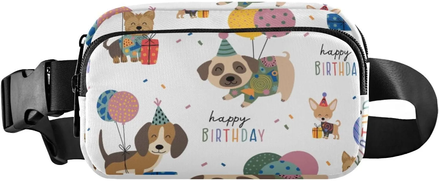 Fanny Pack for Women Men Birthday Cute Funny Dogs Belt Waist Pack Bum Bag Wallets for Running Cycling Hiking Travel Workout with Adjustable Strap