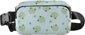Fanny Pack for Women Men Cute Frogs Flower Belt Waist Pack Bum Bag Wallets for Running Cycling Hiking Travel Workout with Adjustable Strap