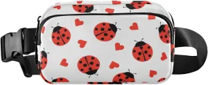 Fanny Pack for Women Men Cute Ladybugs Hearts Belt Waist Pack Bum Bag Wallets for Running Cycling Hiking Travel Workout with Adjustable Strap