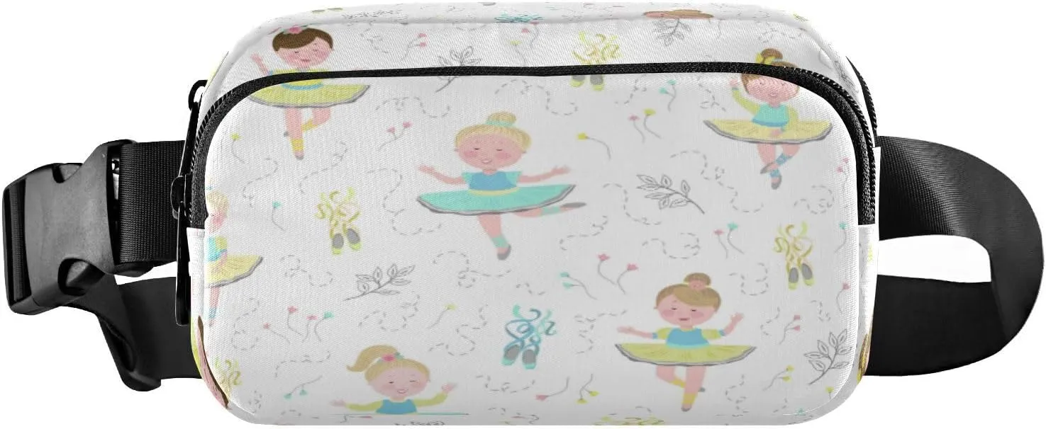 Fanny Packs for Women Men Ballerina Ballet Flowers Belt Bag Waist Pouch Packs Crossbody Bag Running Hiking Fanny Pack Gifts for Girls Boys