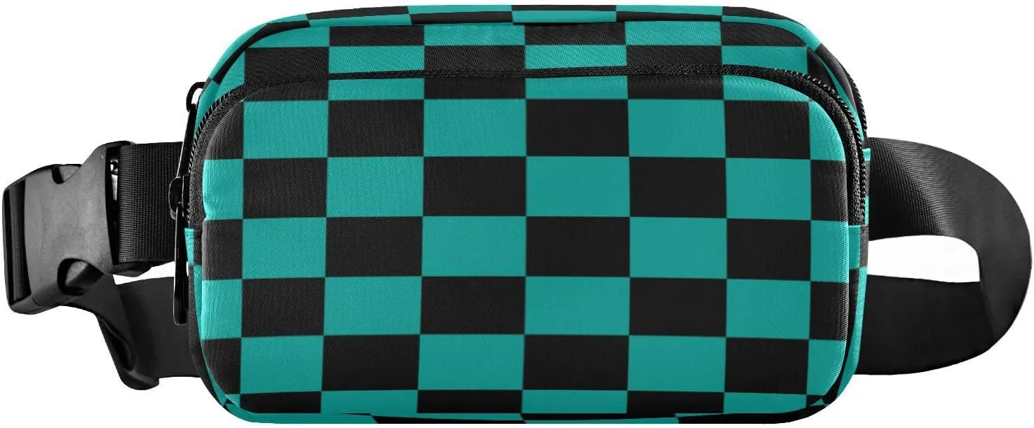 Fanny Packs for Women Men Black Blue Checkerboard Belt Bag Waist Pouch Packs Crossbody Bag Running Hiking Fanny Pack Gifts for Girls Boys