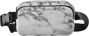 Fanny Packs for Women Men Black Gray Marble Belt Bag Waist Pouch Packs White Marbling Stone Crossbody Bag Running Hiking Fanny Pack Gifts for Girls Boys