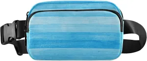 Fanny Packs for Women Men Blue Leaves Wood Belt Bag Waist Pouch Packs Plank Crossbody Bag Running Hiking Fanny Pack Gifts for Girls Boys