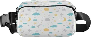 Fanny Packs for Women Men Blue Yellow Moon Clouds Stars Belt Bag Waist Pouch Packs Crossbody Bag Running Hiking Fanny Pack Gifts for Girls Boys