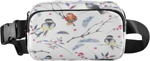 Fanny Packs for Women Men Branches Leaves Birds Belt Bag Waist Pouch Packs Spring Berry Crossbody Bag Running Hiking Fanny Pack Gifts for Girls Boys