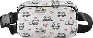 Fanny Packs for Women Men Cartoon Panda Strawberry Cherry Belt Bag Waist Pouch Packs Crossbody Bag Running Hiking Fanny Pack Gifts for Girls Boys
