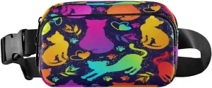 Fanny Packs for Women Men Cats Kittens Hearts Belt Bag Waist Pouch Packs Crossbody Bag Running Hiking Fanny Pack Gifts for Girls Boys
