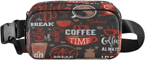 Fanny Packs for Women Men Coffee Elements Cups Belt Bag Waist Pouch Packs Coffee Beans Time Crossbody Bag Running Hiking Fanny Pack Gifts for Girls Boys