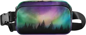 Fanny Packs for Women Men Colorful Northern Lights Forest Belt Bag Waist Pouch Packs Crossbody Bag Running Hiking Fanny Pack Gifts for Girls Boys