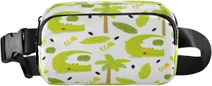 Fanny Packs for Women Men Crocodile Flowers Palm Trees Belt Bag Waist Pouch Packs Crossbody Bag Running Hiking Fanny Pack Gifts for Girls Boys