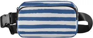 Fanny Packs for Women Men Dark Navy Blue White Wave Line Belt Bag Waist Pouch Packs Crossbody Bags Running Hiking Fanny Pack for Girls Boys