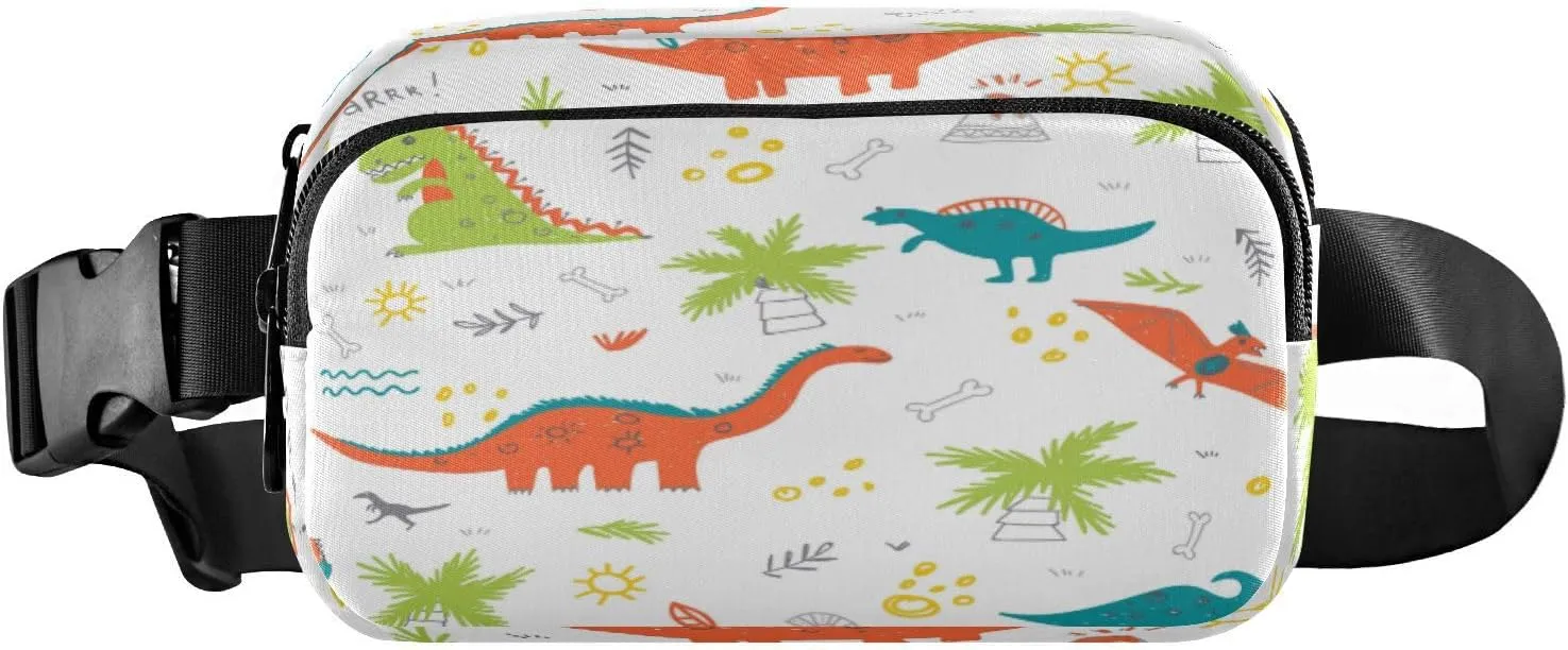 Fanny Packs for Women Men Dinosaurs Palm Tree Shell Belt Bag Waist Pouch Packs Crossbody Bag Running Hiking Fanny Pack Gifts for Girls Boys