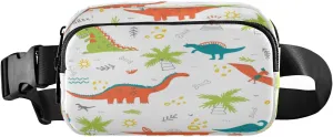Fanny Packs for Women Men Dinosaurs Palm Tree Shell Belt Bag Waist Pouch Packs Crossbody Bag Running Hiking Fanny Pack Gifts for Girls Boys