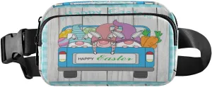 Fanny Packs for Women Men Easter Gnomes Truck Belt Bag Waist Pouch Packs Carrot Plaid Crossbody Bag Running Hiking Fanny Pack Gifts for Girls Boys
