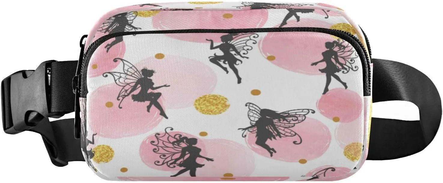 Fanny Packs for Women Men Fairy Pink Circles Belt Bag Waist Pouch Packs Crossbody Bag Running Hiking Fanny Pack Gifts for Girls Boys
