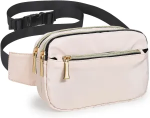 Fanny Packs for Women Men Fashion Plus Size Waist Pack Belt Bag Fanny Pack for Girls Boys with 5 Pockets Adjustable Belt, Cute Bum Bag Hip Bags for Travel Disney Running (Bisque Fanny Pack)