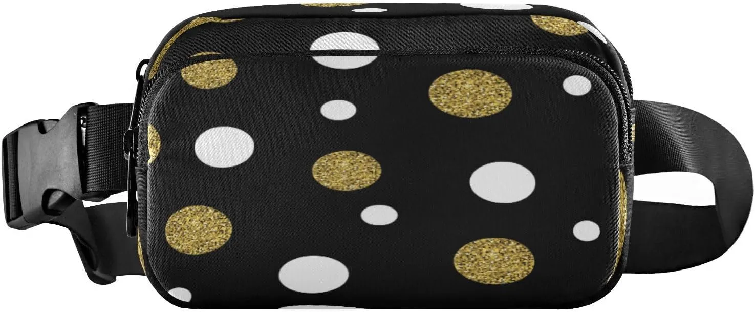 Fanny Packs for Women Men Gold Dots Polka Point Belt Bag Waist Pouch Packs Crossbody Bag Running Hiking Fanny Pack Gifts for Girls Boys
